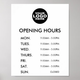 Modern Minimal Logo Business Opening Hours Poster