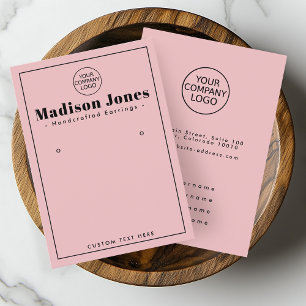 Modern Minimal Logo Pink Stud Earring Display Card
