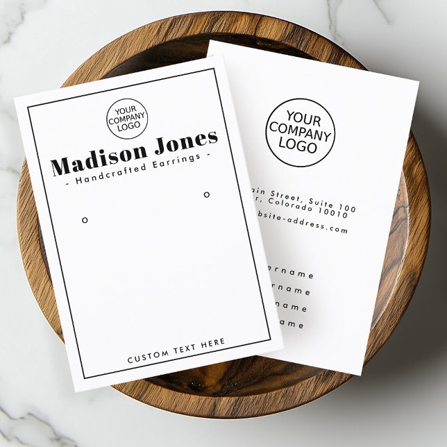 Modern Minimal Logo White Earring Display Card (Creator Uploaded)