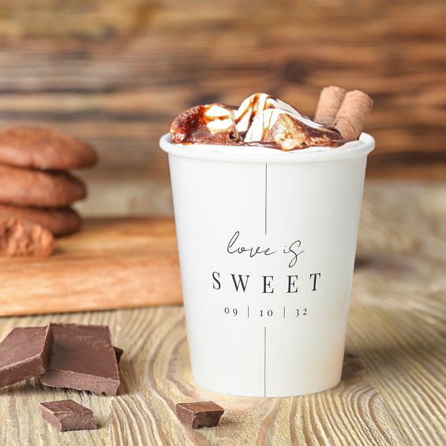 Modern Minimal "Love is Sweet" Wedding Hot Cocoa Paper Cups (Creator Uploaded)