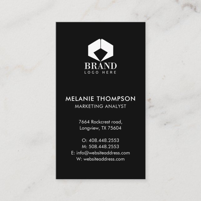 Modern Minimal Luxury Black Professional Logo Business Card (Front)