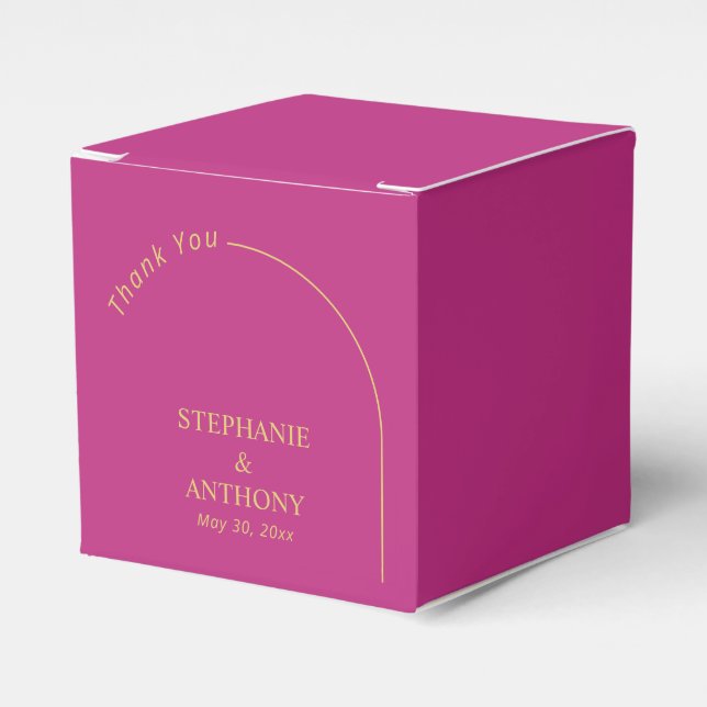 Modern Minimal Magenta with Arch Wedding       Favour Box (Front Side)