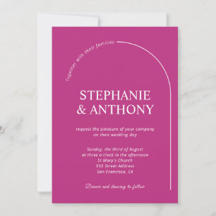 Modern Minimal Magenta with Arch Wedding Invitation