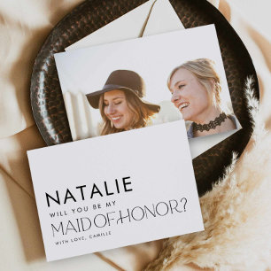 Modern Minimal Maid of Honour Proposal Card