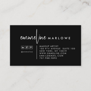 Modern Minimal Makeup Artist Black Business Card