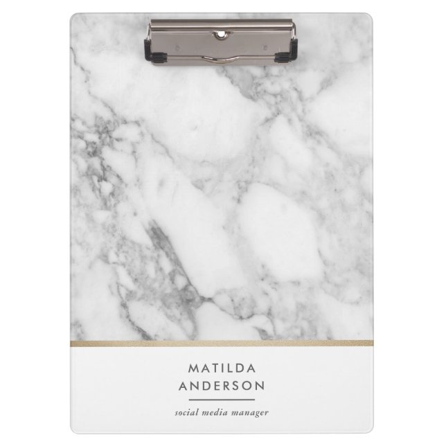 Modern minimal marble and gold geometric clipboard (Front)