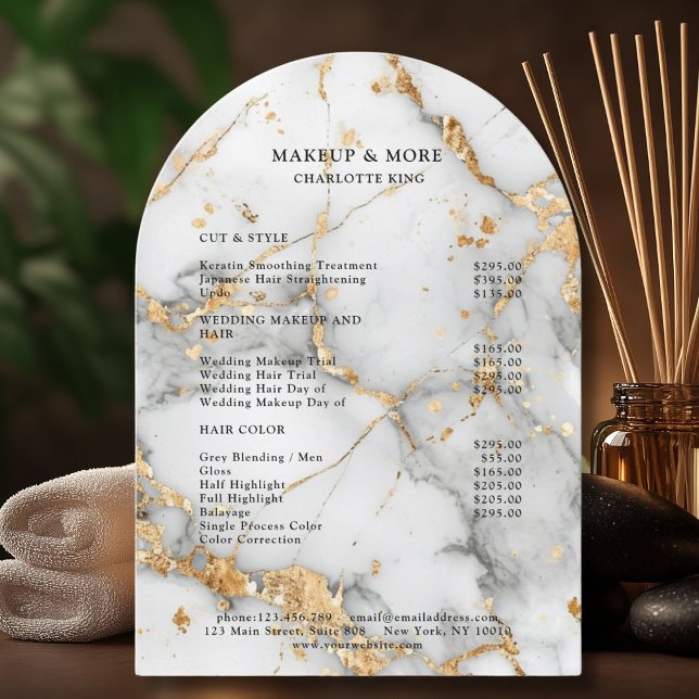 Modern, Minimal, Marble, Salon Price List  Invitation (Modern, Minimal, Marble, Salon Price List)
