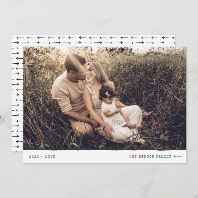 Modern Minimal Marker LOVE Black Holiday Card (Front/Back)