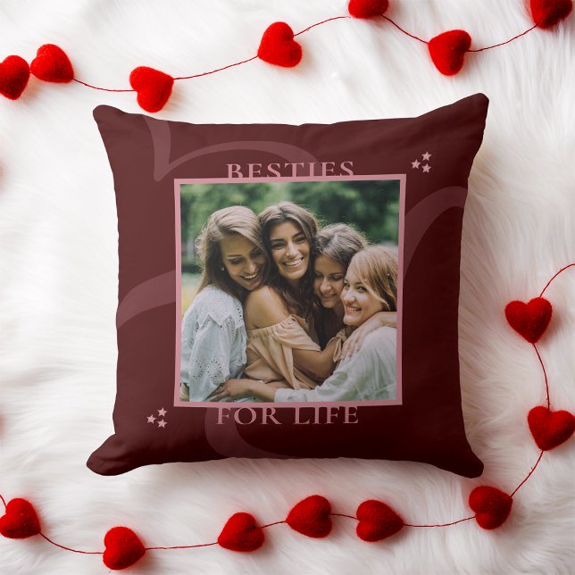 Modern Minimal Maroon Chic Typography Galentine's Cushion (Creator Uploaded)