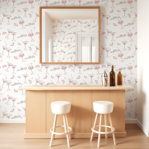 Modern Minimal Martini Cocktails Lemon Slice Retro Wallpaper