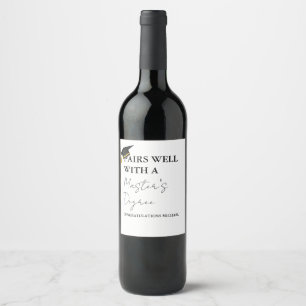 Modern Minimal Master's Degree Graduation Gift Wine Label