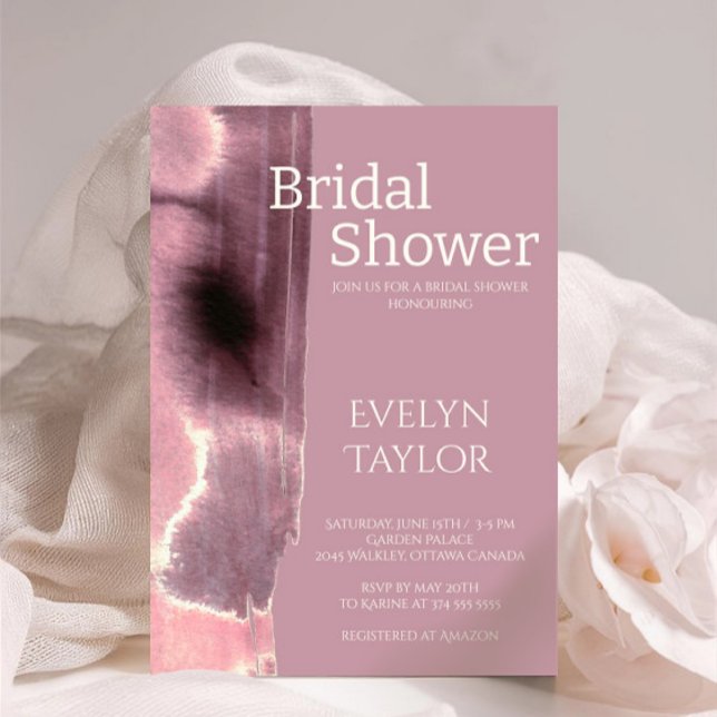 Modern Minimal Mauve Dusty Rose Bridal Shower  Invitation (Creator Uploaded)