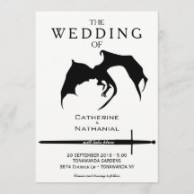 Modern Minimal Mediaeval Dragon Wedding Invitation