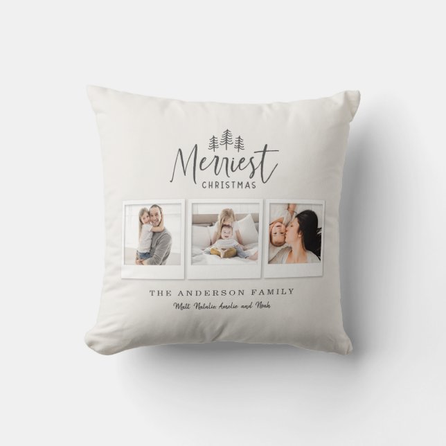 modern minimal merriest christmas cushion (Front)
