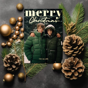Modern Minimal Merry Christmas 1 Photo Elegant
