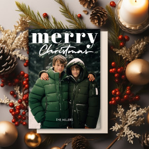 Modern Minimal Merry Christmas 1 Photo Elegant Holiday Card