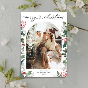 Modern Minimal Merry Christmas Family Greetings Holiday Card