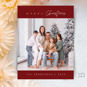 Modern Minimal, Merry Christmas Family Photo Postcard