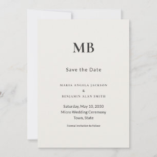 Modern Minimal Micro Wedding Save the Date