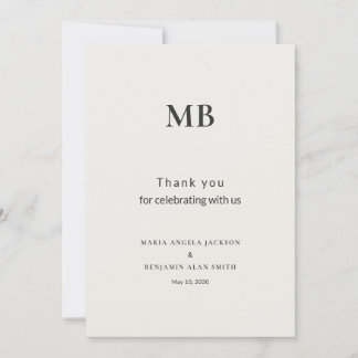 Modern Minimal Micro Wedding Thank You Card
