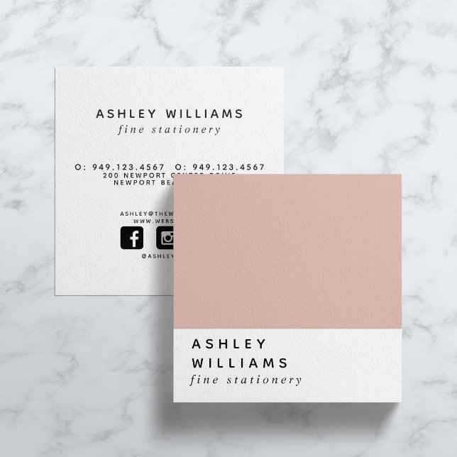 Modern Minimal Millennial Blush Pink Social Media Square Business Card (Creator Uploaded)