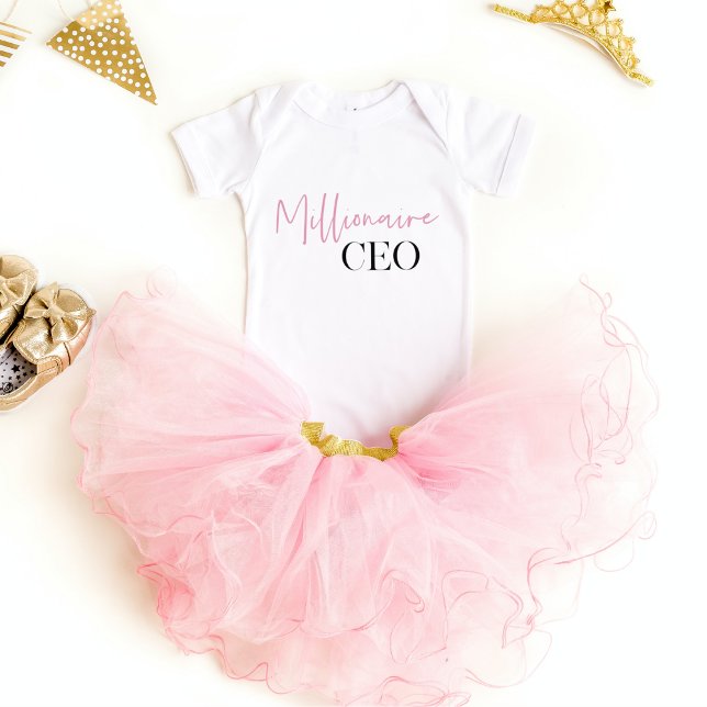 Modern Minimal Millionaire CEO | Pink And Black  Baby Bodysuit (Creator Uploaded)