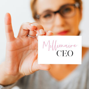 Modern Minimal Millionaire CEO   Pink And Black  Business Card