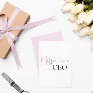 Modern Minimal Millionaire CEO   Pink And Black  Holiday Card