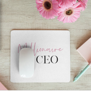 Modern Minimal Millionaire CEO   Pink And Black  Mouse Pad