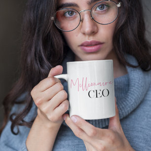 Modern Minimal Millionaire CEO Pink And Black Two-Tone Coffee Mug