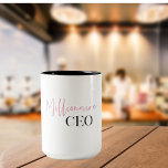 Modern Minimal Millionaire CEO | Pink And Black  Two-Tone Coffee Mug<br><div class="desc">Modern Minimal Millionaire CEO | Pink And Black</div>