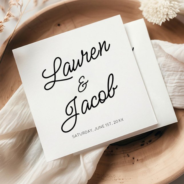 Modern Minimal Minimalist Black and White Wedding Napkin (Creator Uploaded)