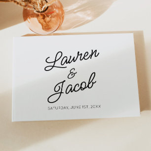 Modern Minimal Minimalist Black White Wedding Guest Book