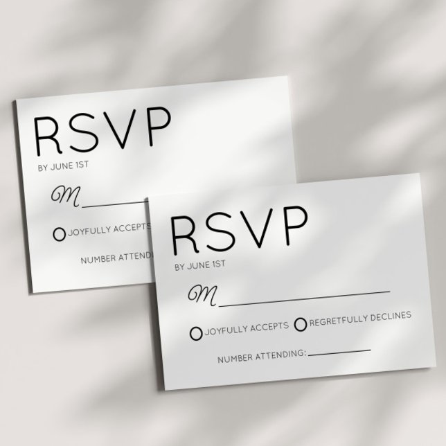 Modern Minimal Minimalist Black White Wedding RSVP Card (Creator Uploaded)