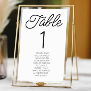 Modern Minimal Minimalist Black White Wedding Table Number