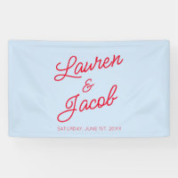 Modern Minimal Minimalist Blue and Red Wedding