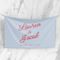 Modern Minimal Minimalist Blue and Red Wedding