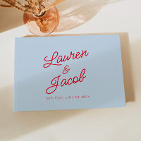 Modern Minimal Minimalist Blue and Red Wedding