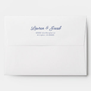 Modern Minimal Minimalist Blue Stripes Wedding Envelope