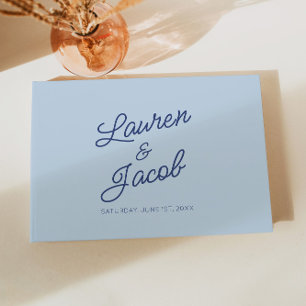 Modern Minimal Minimalist Blue Wedding Guest Book