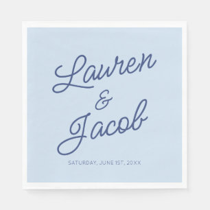 Modern Minimal Minimalist Blue Wedding Napkin