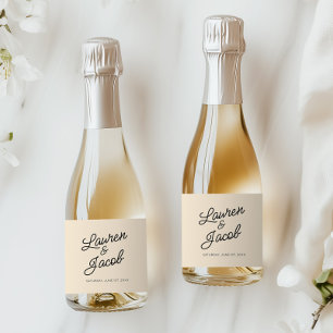 Modern Minimal Minimalist Champagne Wedding Mini Sparkling Wine Label