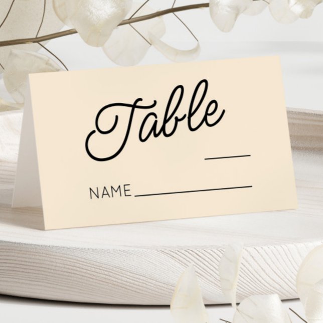 Modern Minimal Minimalist Champagne Wedding Place Card (Creator Uploaded)