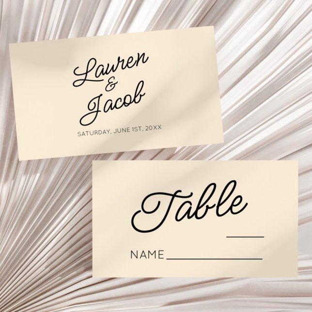 Modern Minimal Minimalist Champagne Wedding Place Card (Creator Uploaded)