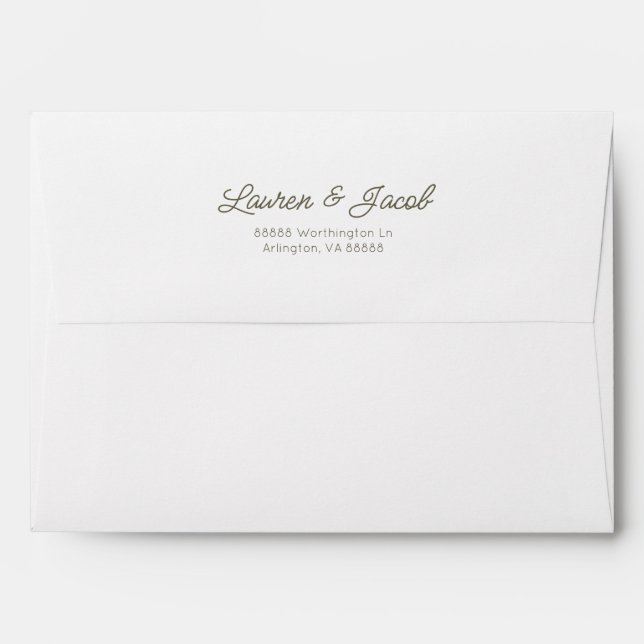 Modern Minimal Minimalist Green Stripes Wedding Envelope (Back (Top Flap))