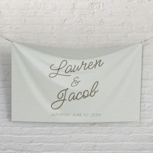 Modern Minimal Minimalist Green Wedding Banner