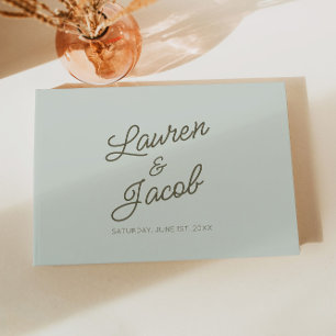 Modern Minimal Minimalist Green Wedding Guest Book