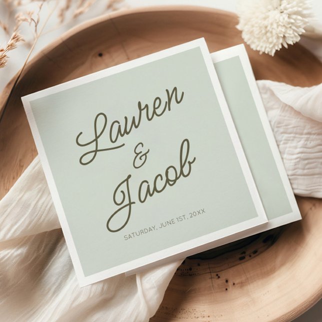 Modern Minimal Minimalist Green Wedding Napkin (Creator Uploaded)