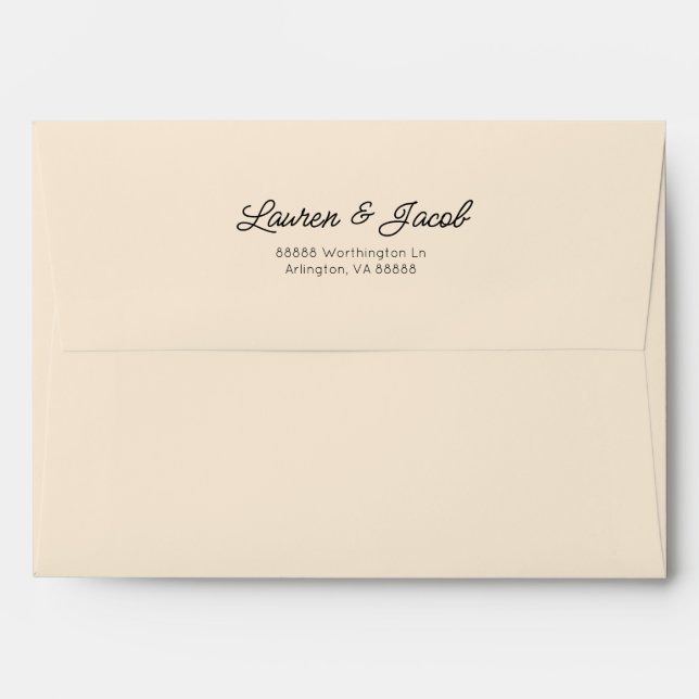 Modern Minimal Minimalist Light Champagne Wedding Envelope (Back (Top Flap))