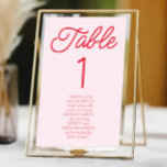 Modern Minimal Minimalist Pink and Red Wedding Table Number<br><div class="desc">This is a Modern Minimal Minimalist Pink and Red Wedding Table Number w/ Names!</div>